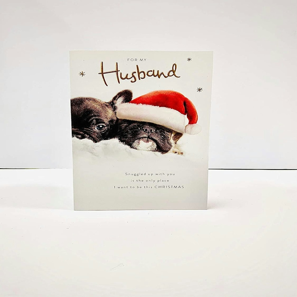image 1 of For My Husband Cute Puppies Design Christmas Card