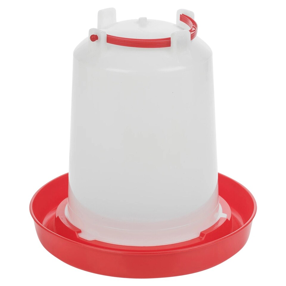 image 1 of 3L Chicken Drinker Feeder Poultry Quails Bird Hen Duck Water Large Red with Handle