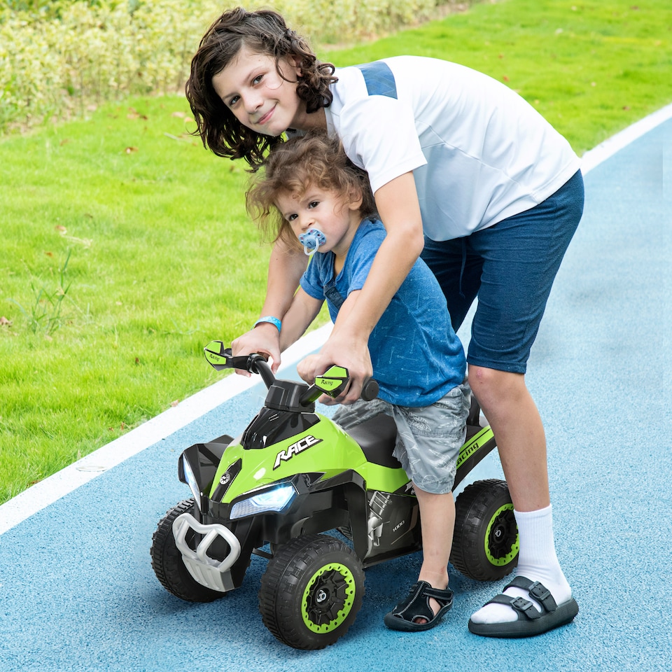 image 1 of HOMCOM No Power Ride on Car Toddler Kids Walker Foot To Floor Slider with Music Lights for 18 - 36 Months Green