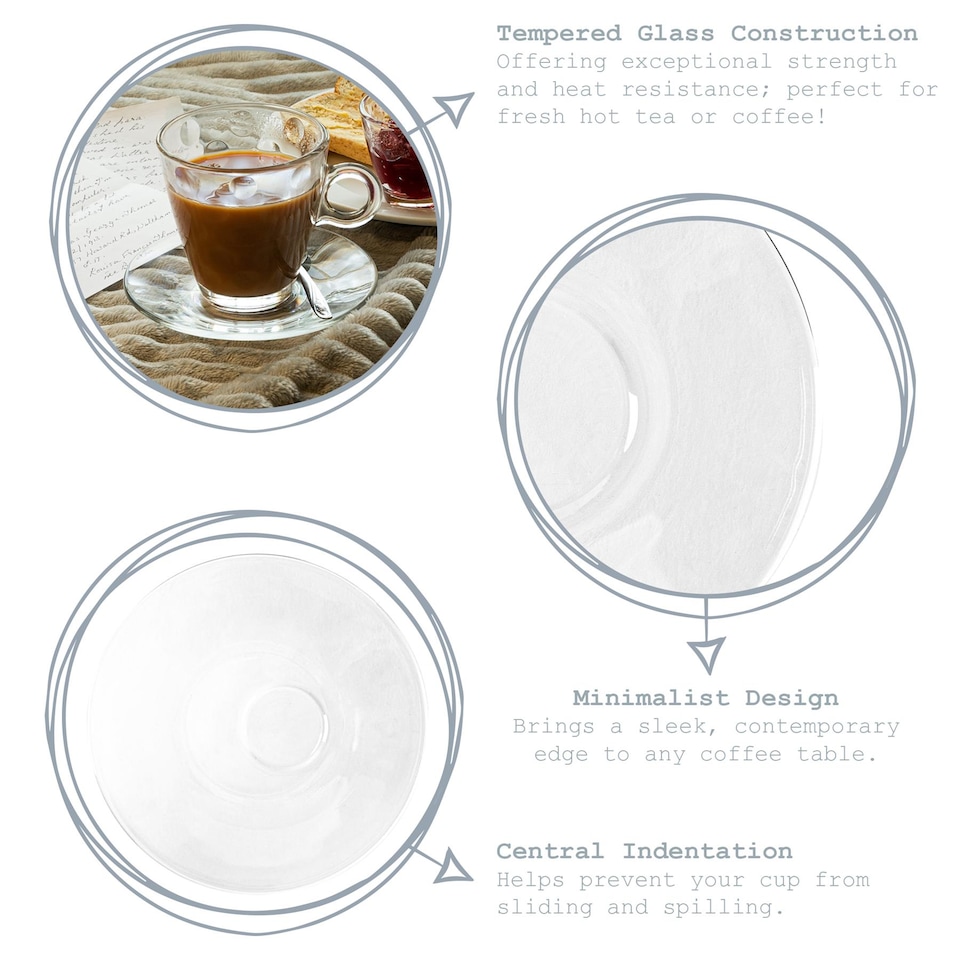 image 1 of Bormioli Rocco Bar Glass Cappuccino Saucers - 14cm - Pack of 6 | Clear | Clear