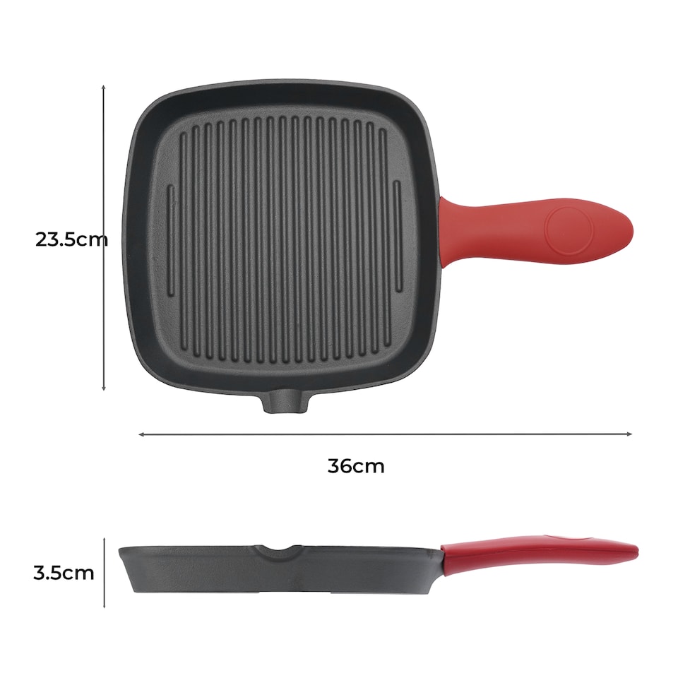 image 1 of Toque Cast Iron Griddle Grill Pan Square Skillet BBQ Non Stick Frying Cookware