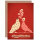 image 1 of Stylised Pigeons Bowler Hat Stars Anniversary Valentines Day Card