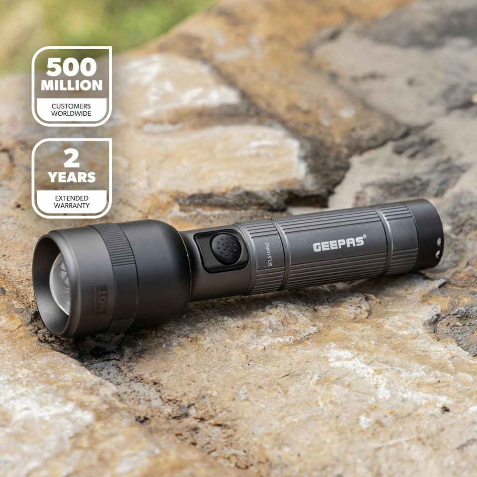 image 1 of GEEPAS Zoomable LED Flashlight, 1500 Lumen