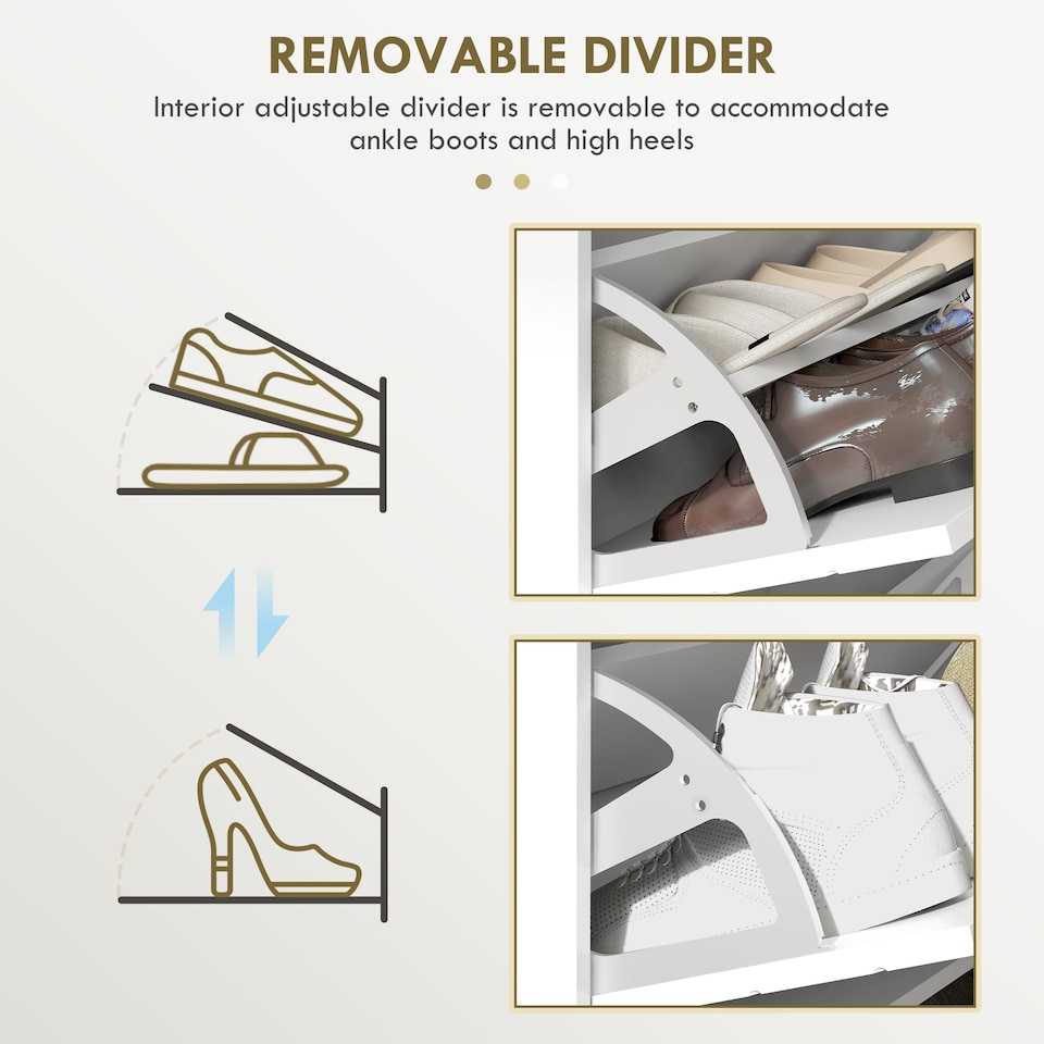 image 1 of HOMCOM Narrow Shoe Cabinet with 4 Flip Drawers, Slim Shoe Storage Cabinet with Adjustable Shelves, Hairpin Legs and 4 Vents for 16 Pairs of Shoes for Entryway, White