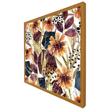 Autumn geometric flowers (Picture Frame) Brown | Oak | XS