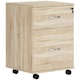 image 1 of HOMCOM Pedestal Office Mobile Filing Cabinet 2 Drawer Wooden Storage Oak