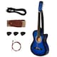 image 7 of HOMCOM 38 Inch Full Size Blue Classical Acoustic Electric Guitar Kids Guitar and Junior Guitar   Premium Gloss Finish w/Case - Blue