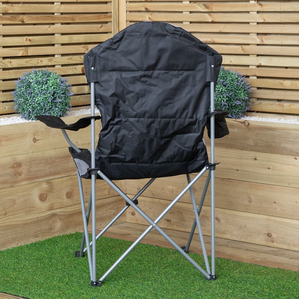 image 1 of Luxury Padded High Back Folding Outdoor, Camping, Fishing Chair in Black