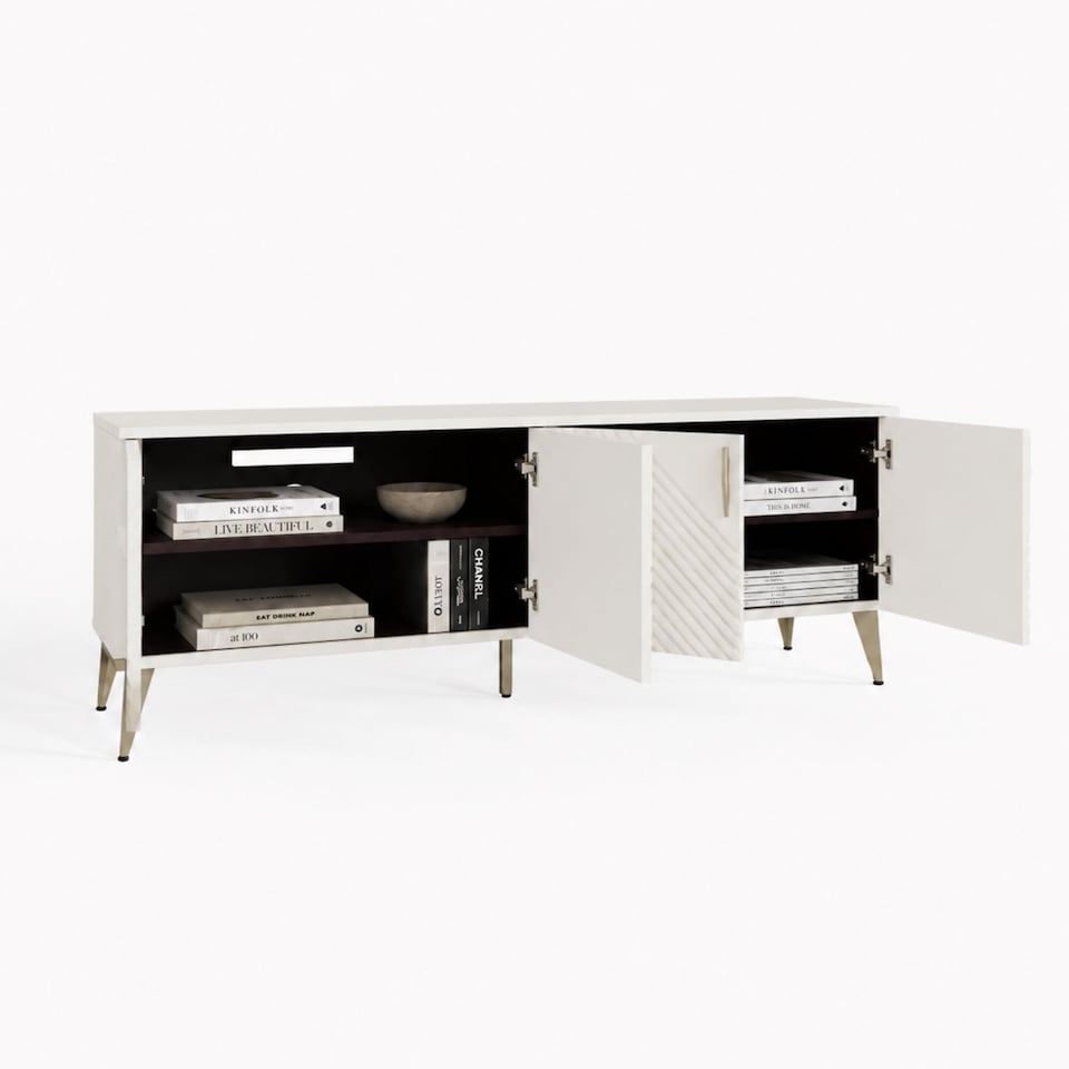 image 1 of Frank Olsen Ava 1500 TV Cabinet | White | White | 2
