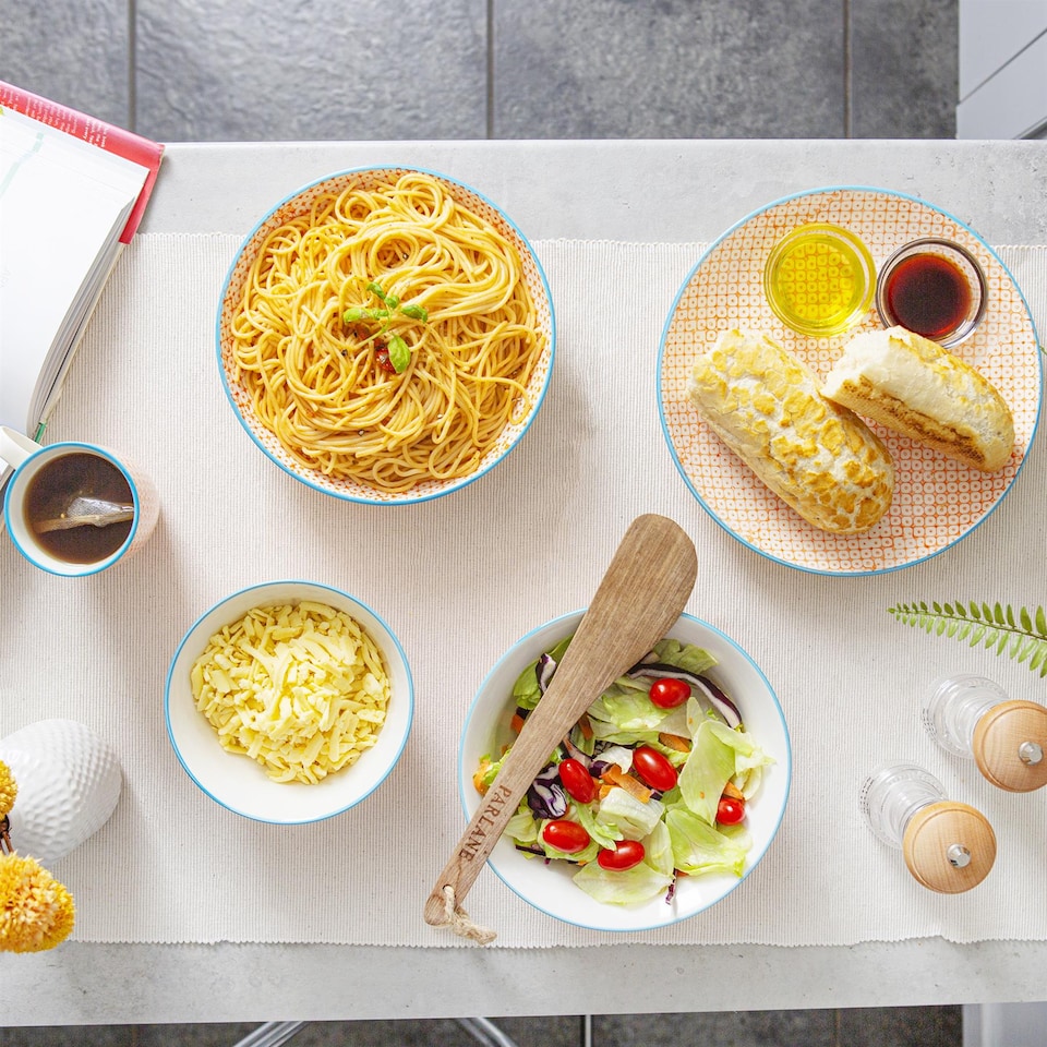 image 1 of Nicola Spring 24 Piece Hand-Printed Dinner Set - Orange