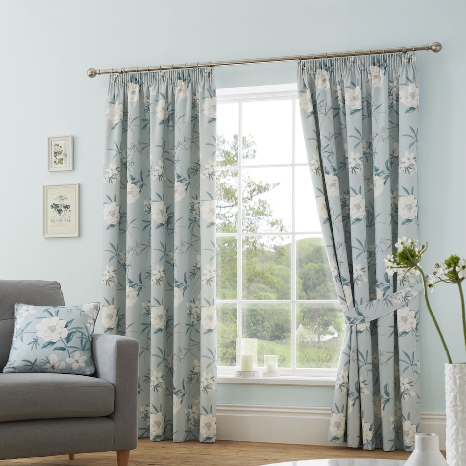 image 1 of D & D Eve Pencil Pleat Curtains Duck Egg