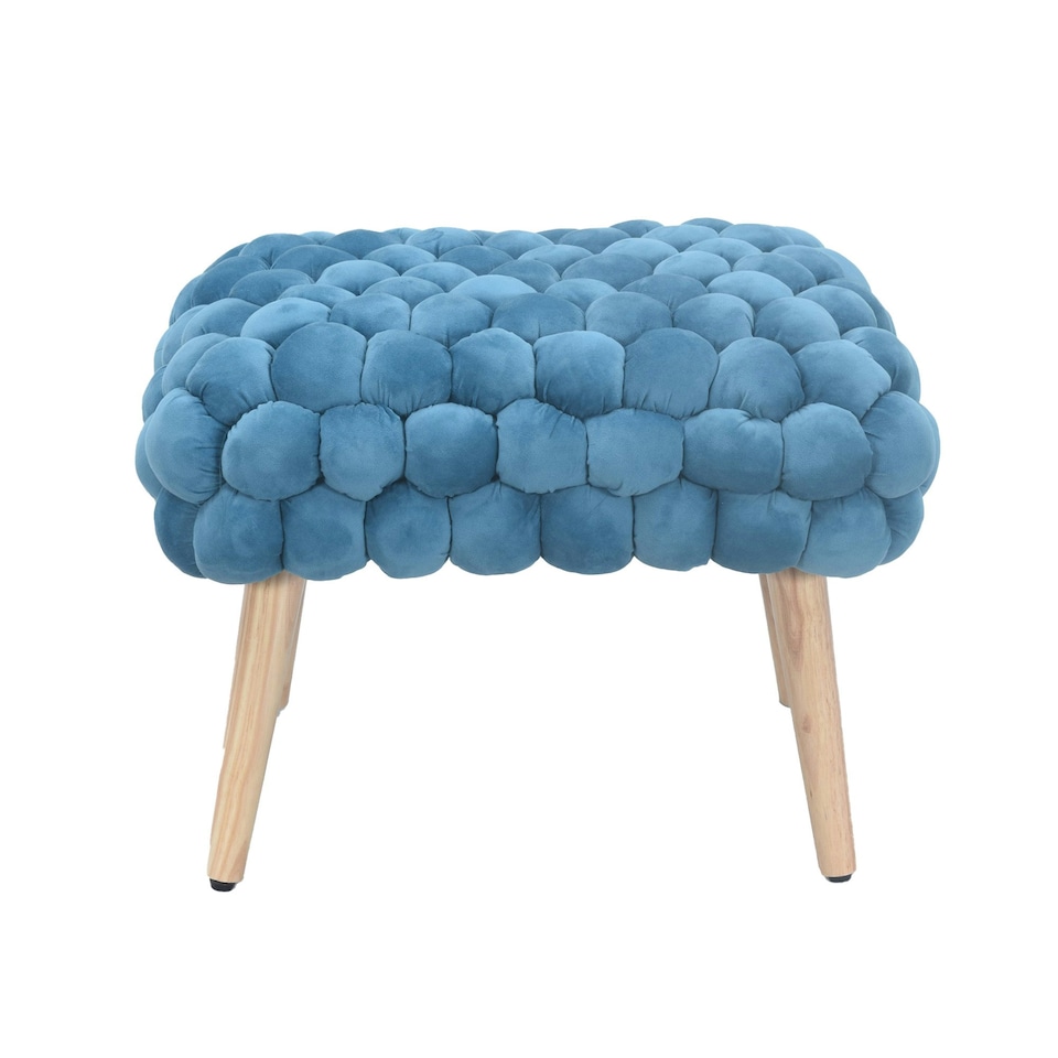 image 1 of Cushla Bubbly Velvet Small Footstool - Blue