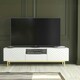 image 8 of White TV Unit 180cm Diamond Fronts Gold Legs Modern Media Cabinet White