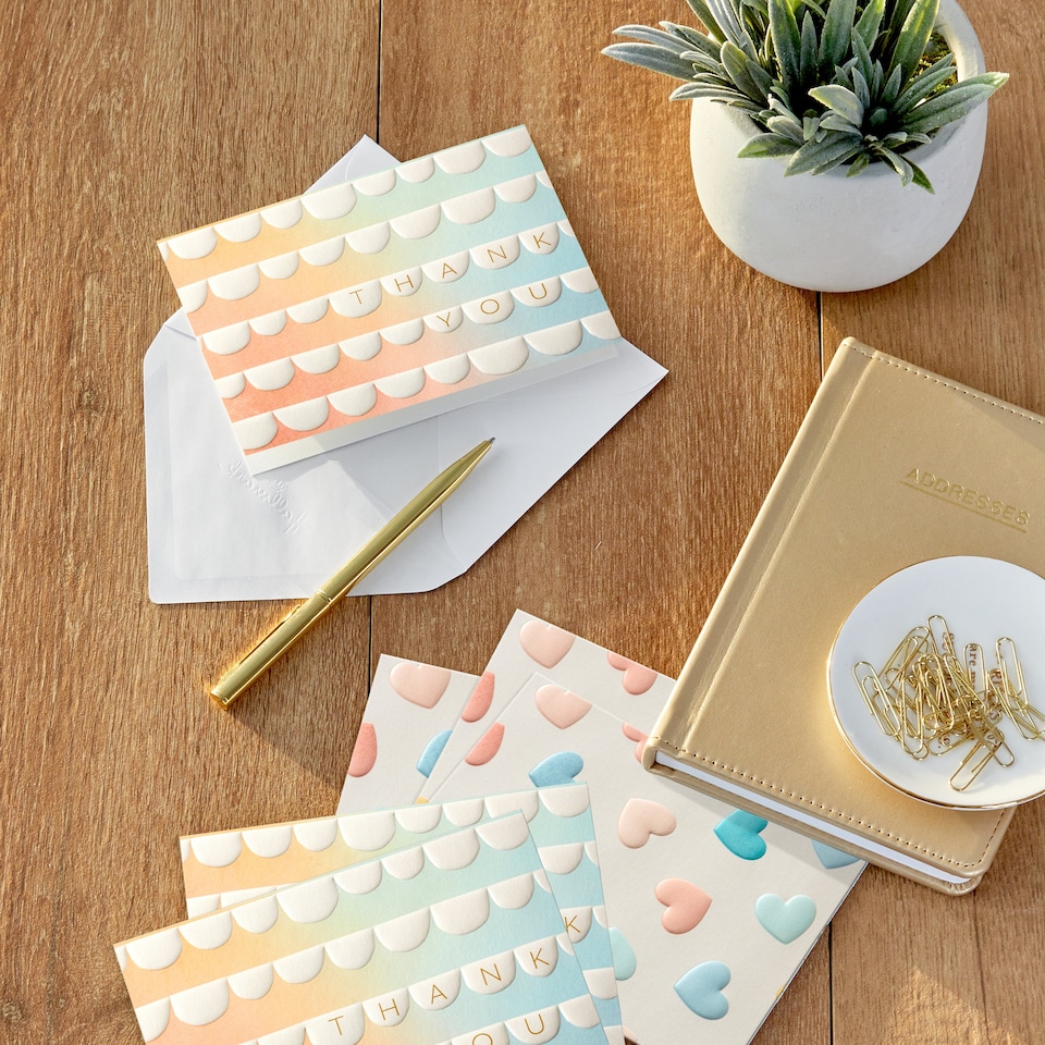 image 1 of Hallmark Pack Of 50 Thank You Cards - 2 Embossed Pastel Designs