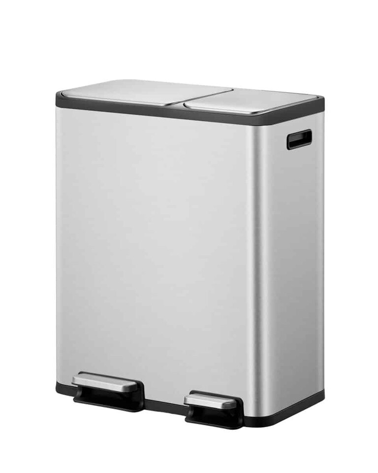 image 1 of EKO Ecocasa 50L Recycling Kitchen Bin 30+20 Litre, Pedal Rubbish Bin with Two Removable Inner Buckets, Soft Closure, Perfect for Kitchen & Home, Stainless Steel