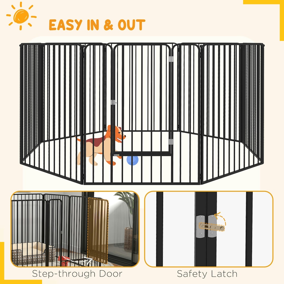 image 1 of PawHut 100cm 8 Panels Heavy-Duty Dog Playpen for Small, Medium Dogs