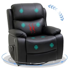 HOMCOM Massage Recliner Chair Manual Reclining Chair with Footrest Remote Black