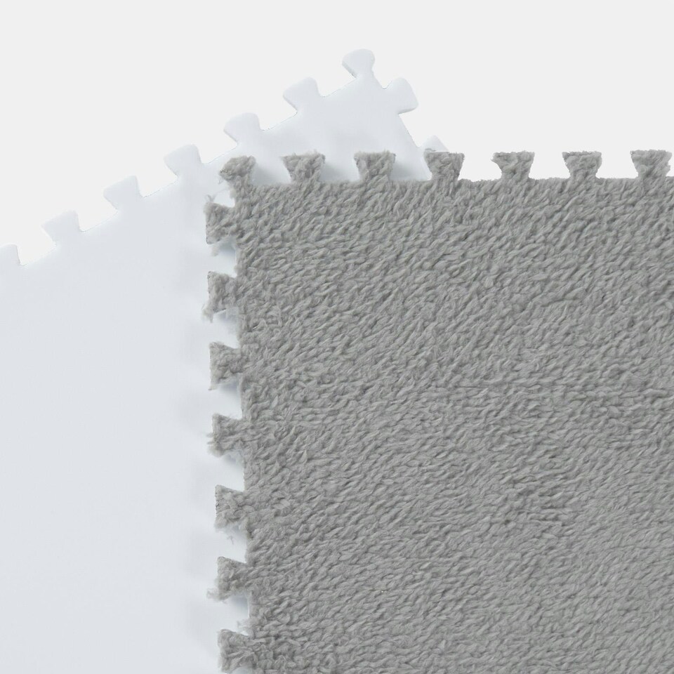 image 1 of OHS 36 Pack Teddy Fleece Interlocking Flooring Carpet Rug Tiles, 30x30cm - Grey
