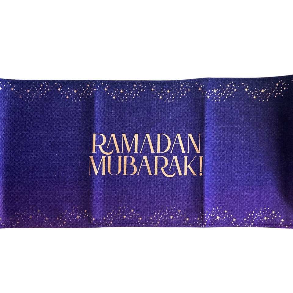 image 1 of Ramadan Mubarak Table Runner - Purple & Gold