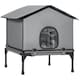 image 1 of PawHut Outdoor Cat House, Waterproof Insulated Cat Kennel with Elevated Base, Cushion, Foldable Feral Kitty Shelter for Indoor Outdoor Kittens, Grey
