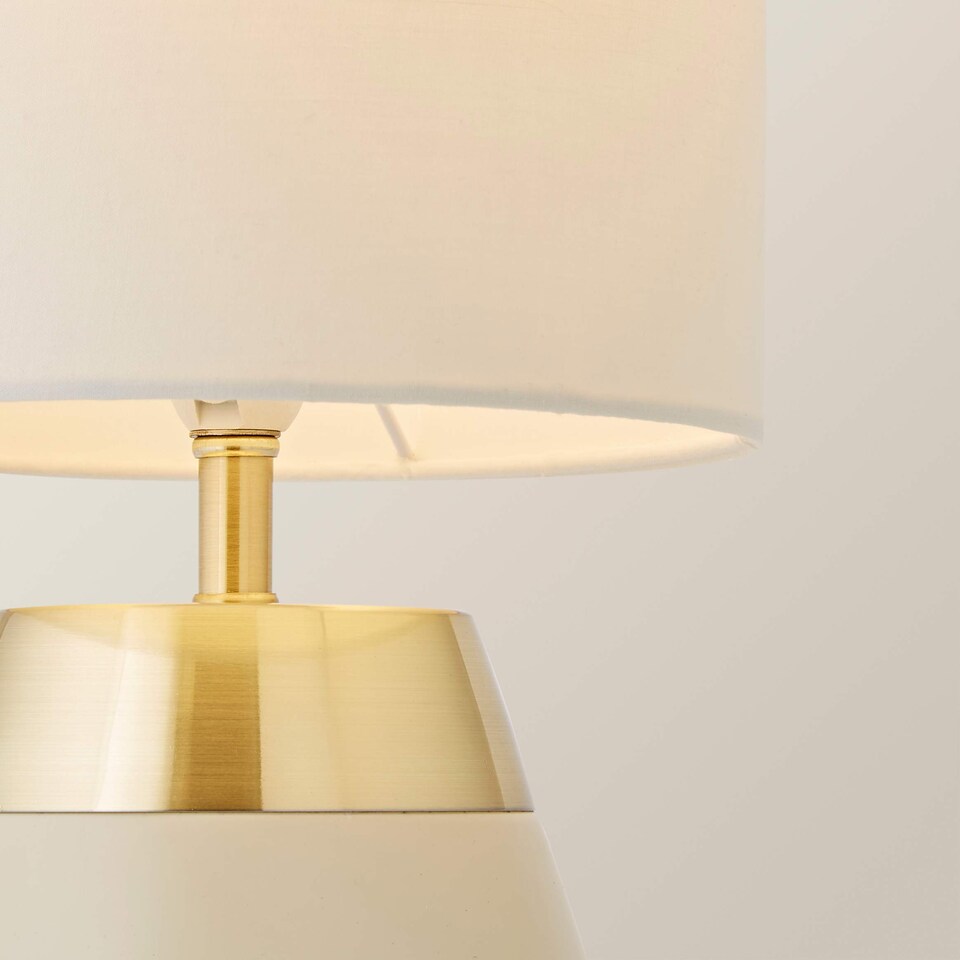 image 1 of ValueLights Hurst Cream Touch Touch Table Lamp Drum Shade & Bulb | Cream