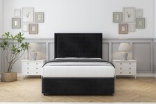 Sloomy Ashford Black Naples Divan Bed With Mattress 2 Drawers Left Side With 54" Floor Standing Headboard & 12" Matching Footboard 2'6 Small Single | Black | Black | Small Single | 1