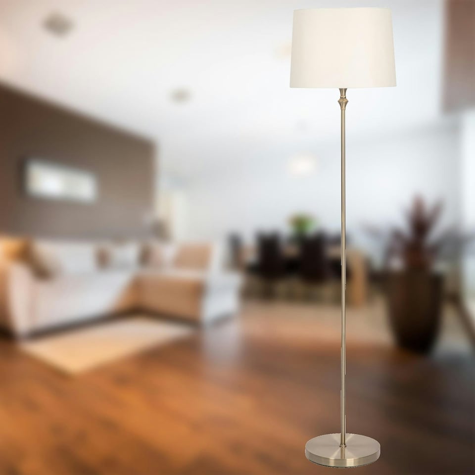 image 1 of First Choice Lighting Antique Brass Floor Lamp with Cream Shade Bronze | Cream