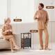 image 7 of HOMCOM Side Table, Narrow Bedside Table with Charging Station, 2 Drawers | Brown | Rustic Brown