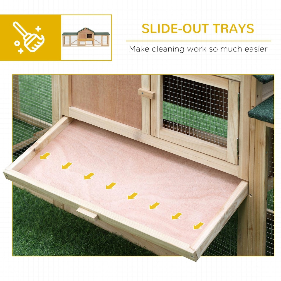 image 1 of PawHut Rabbit Hutch, Guinea Pig Hutch Outdoor Wooden 2 Storey Bunny House
