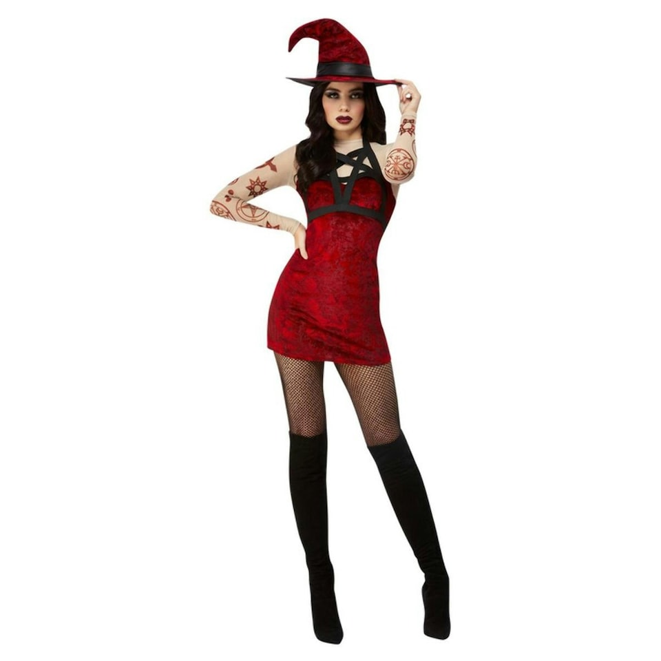 image 1 of Fever Womens/Ladies Satanic Witch Costume - Red - S S