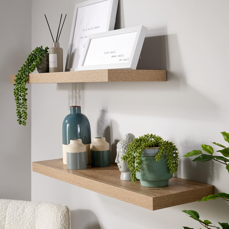 image 1 of Floating Storage Shelf Wall Mounted Wooden CD DVD Book Shelves Home Living Room | Brown