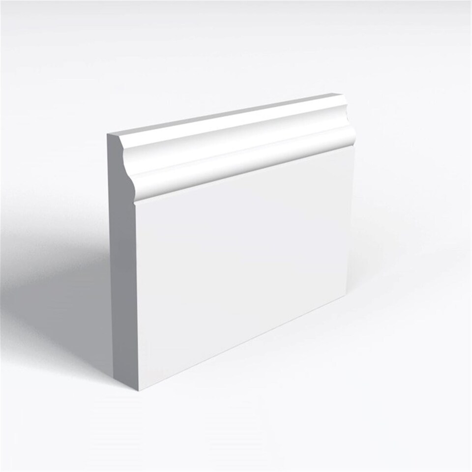 Pack of 15 (Total 15 Units) - Moisture Resistant MDF Primed Ogee 29 Skirting Board & Rebate - 18mm (T) x 119mm (H) x 4200mm (L)