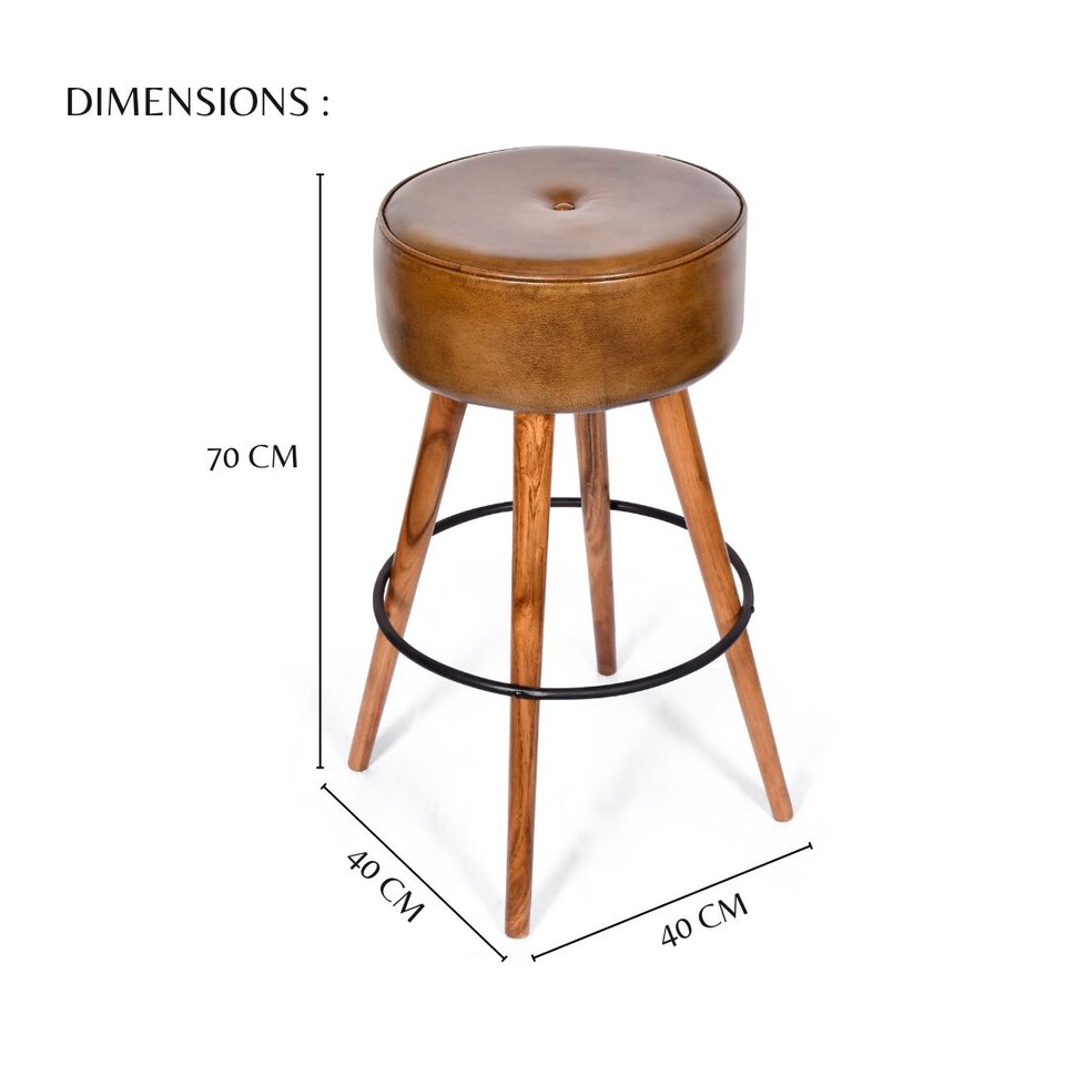image 1 of Real Genuine Leather Breakfast Kitchen Bar Stool Tan Brown 70cm High x 40cm Wide x 40cm Deep Fully Assembled