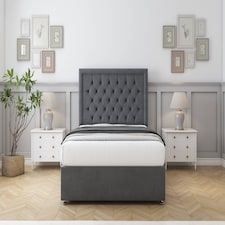 Sloomy Montana Armour Coniston Divan Bed With Mattress 2 Drawers Footend With 54" Floor Standing Headboard 5' King | Grey | Armour | King | 1