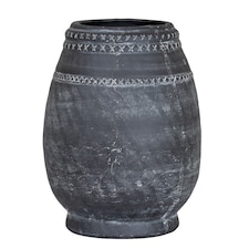 Hill Interiors Etched Collection Tall Vase | Black | Black | 32cm x 25cm x 25cm | 1