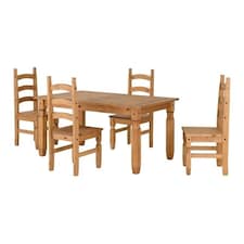 Corona 5 feet Dining Set - Distressed Waxed Pine Brown