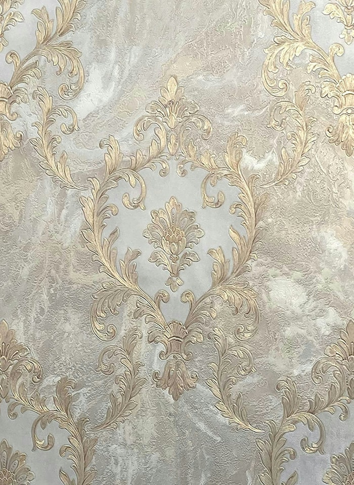 image 1 of Sienna Damask Beige Wallpaper | Cream