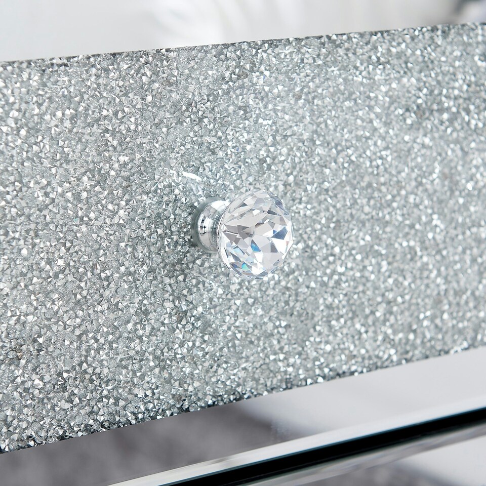image 1 of Furniturebox Stella Crushed Diamond Mirrored Bedside Table
