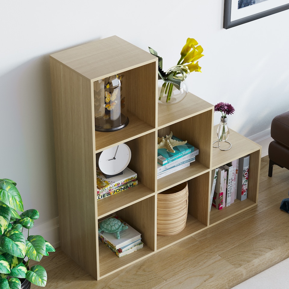 image 1 of Vida Designs Durham 6 Cube Storage Boockase Display Unit, Oak