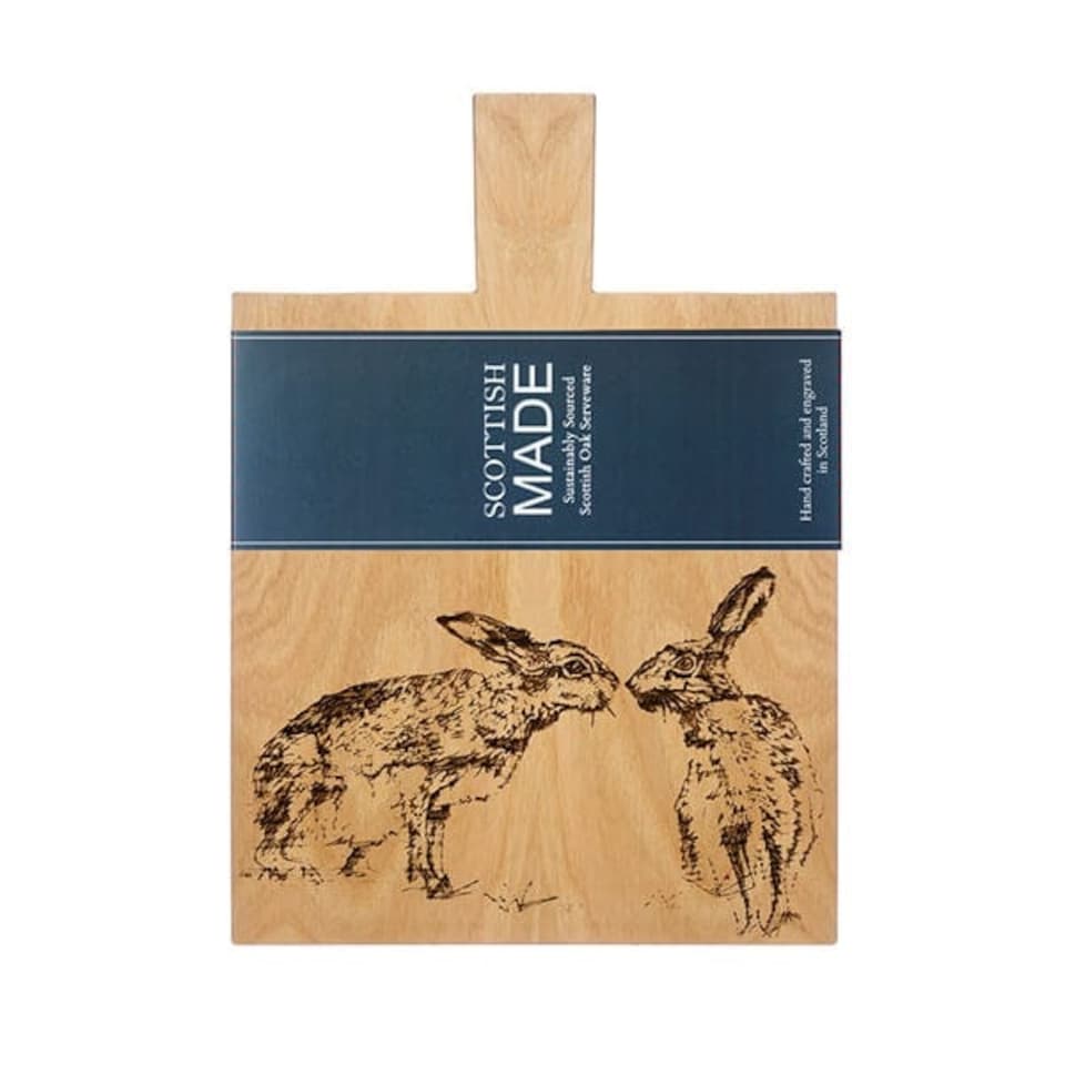 image 1 of The Just Slate Company Kissing Hares Medium Oak Serving Paddle