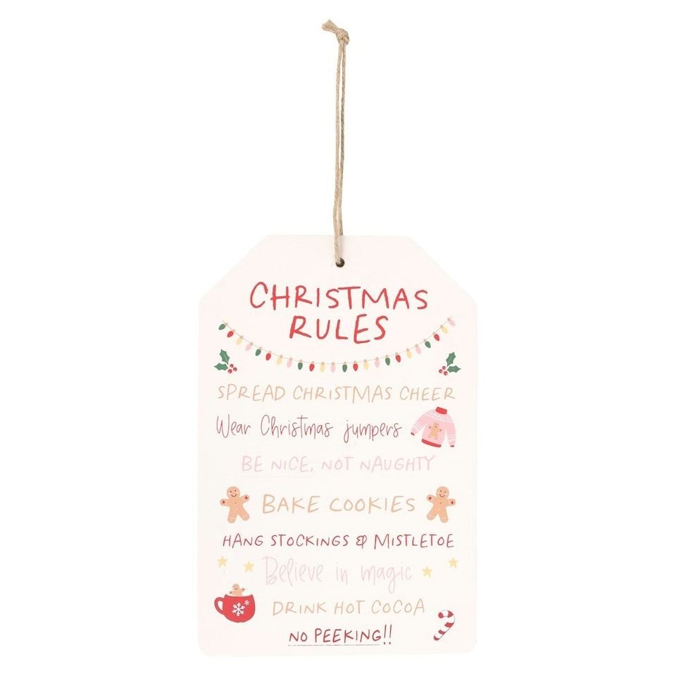image 1 of Something Different Christmas Rules Hanging Sign - Multicoloured - One Size
