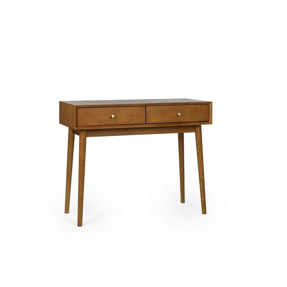 image 1 of Cherry Ash Writing Desk with 2 Drawers Brown