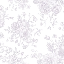Sample of Romantic Roses Wallpaper in Lavender on White | Purple | Lavender on White