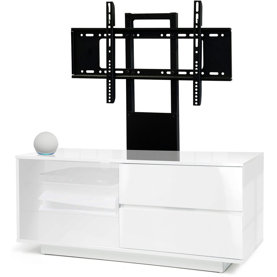 image 1 of Centurion Supports Gallus Ultra Gloss White with 2-White Drawers and White Door 32"-55" LED/LCD/Plasma Cabinet TV Stand with Mounting Arm