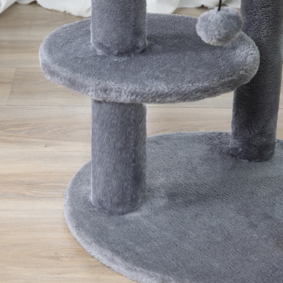 image 1 of PawHut 104cm Cat Tree Condo Tower with Scratching Post Perch Ball