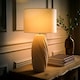 image 1 of ValueLights Lydia Natural Linen Drum Lamp Shade Tall Swirl Matte Natural Table Lamp Cream