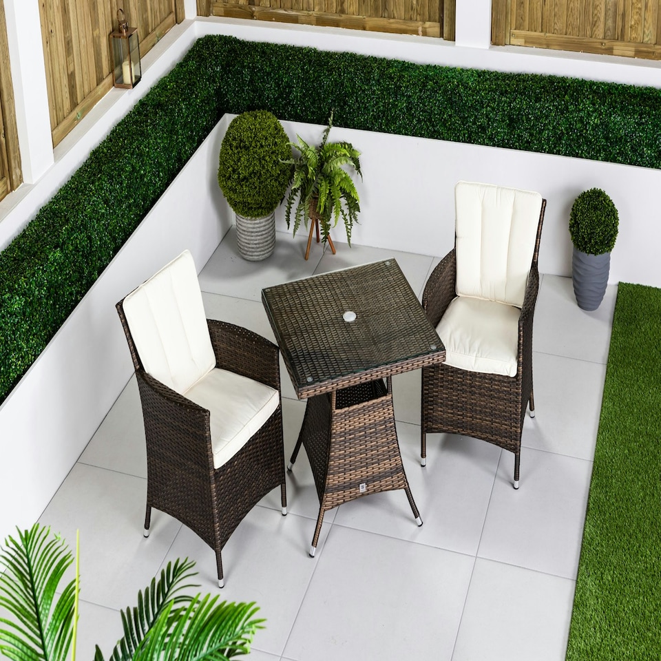 image 1 of Giardino Savannah Rattan Garden Bistro Set Patio Table and Chairs Furniture
