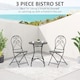 image 3 of Outsunny 3 Pieces Garden Bistro Set with Coffee Table and 2 Folding Single Chairs, Mosaic Garden Table Top and Seats, Metal Frame, for Patio Balcony, Black