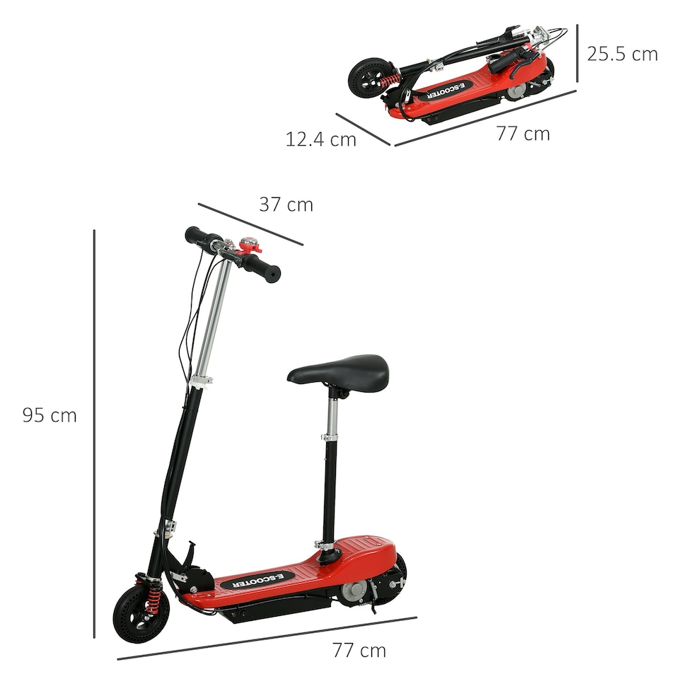 image 1 of HOMCOM Folding Ride on Powered Scooter for Age 4-14 Years, Red