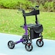 image 2 of HOMCOM Folding Rollator Walker with Seat, Backrest, Bag, 4 Wheels, Purple